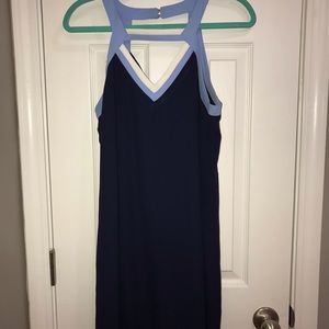Navy Blue Dress w/ Light Blue and White Trim || Size Medium